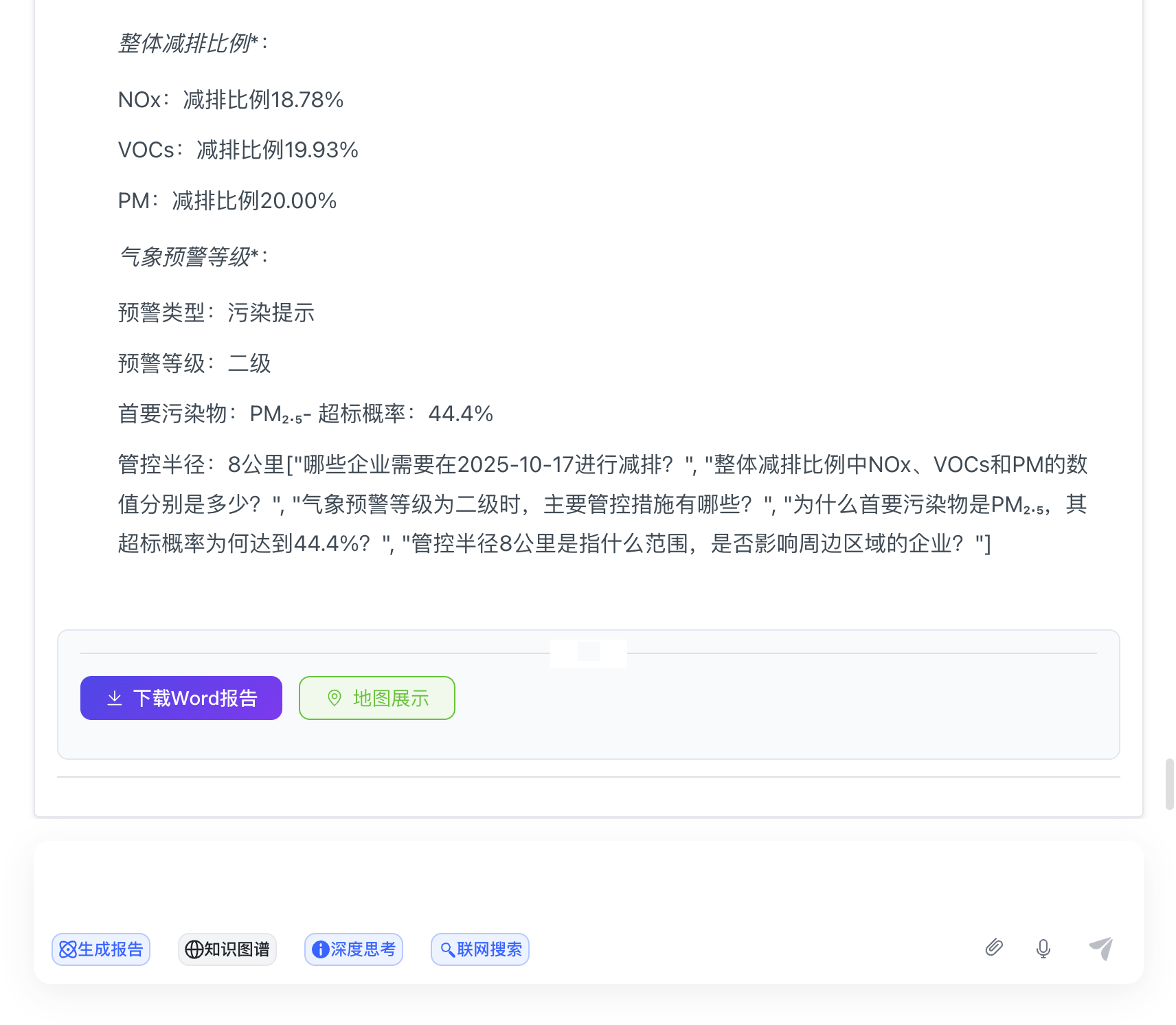 杭州PM₂.₅应急减排决策支持报告界面